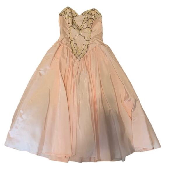 Vintage Zum Zum Pink Strapless sequin beaded Prom Dress size small - Picture 14 of 17